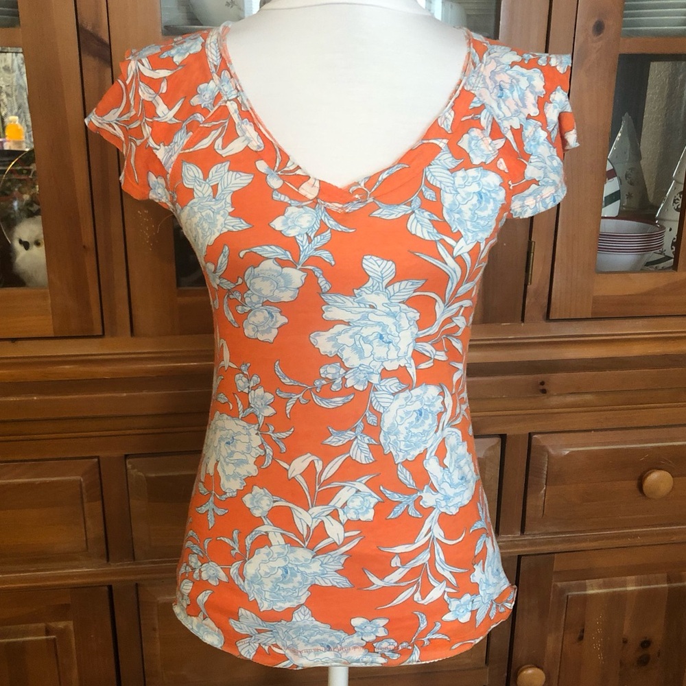 NWT Philosophy Orange Floral V-Neck Top